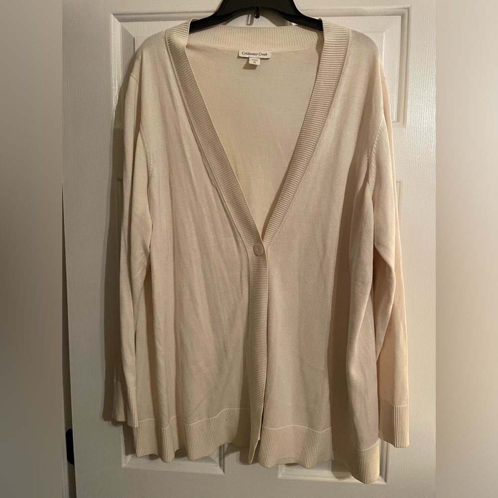 Coldwater Creek Women's Cream Button-Front Cardigan Sweater